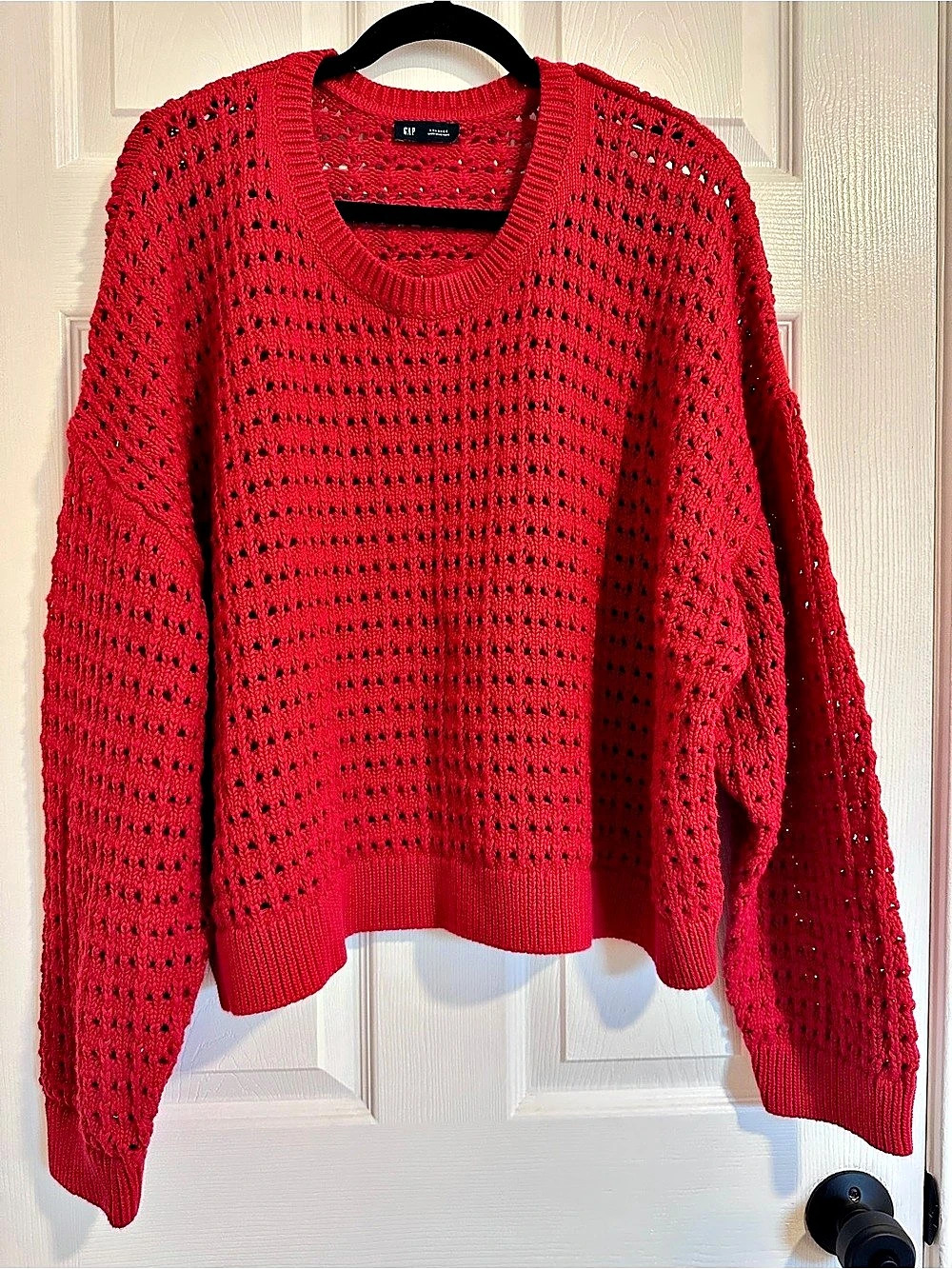 Gap Red Open Knit Cropped Sweater Size XXL